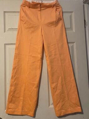 Tommy Hilfiger Women's Solid Orange Casual Nylon High-Rise Wide-Leg Pants Size 4